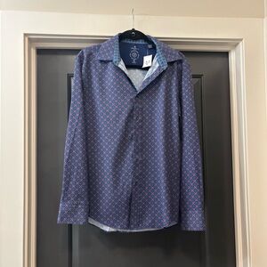 Men's Warehouse Blue Patterned Shirt